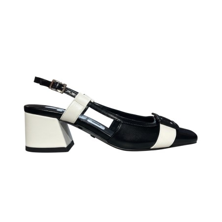 Paciotti 4US 4K2615 Décolleté Slingback Donna Tacco Medio Nero/Beige