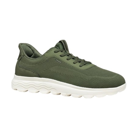 Geox U SPHERICA PLUS A U55MPA Sneakers Uomo con Lacci Elastici Fast in System Verde