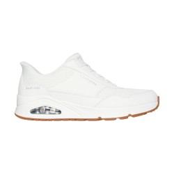 SKECHERS 183022 BENKSIA Sneakers Uomo con Lacci Elastici Slip-Ins Bianco