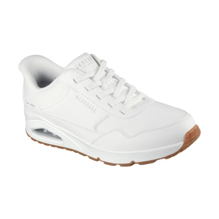 SKECHERS 183022 BENKSIA Sneakers Uomo con Lacci Elastici Slip-Ins Bianco