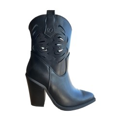 Cri Chic 3604 1 Scarpe Donna Stivaletto Camperos Tacco Alto Traforato Nero