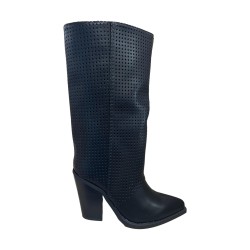 Cri Chic 3604 2 Scarpe Donna Stivale Camperos Tacco Alto Traforato Nero