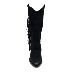 Cri Chic 3602 3 Scarpe Donna Stivale Camperos con Frange Tacco Alto Traforato Nero 2