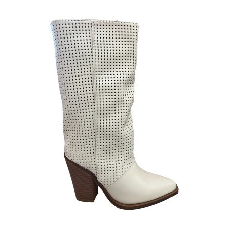 Cri Chic 3604 2 Scarpe Donna Stivale Camperos Tacco Alto Traforato Beige