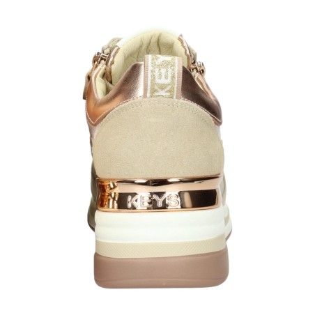 KEYS K-11810 Sneakers Donna Stringate con Zip Laterali Beige
