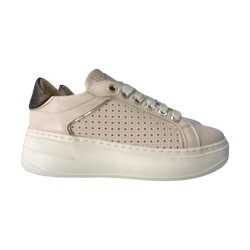 KEYS K-11851 Sneakers Donna Stringate Platfoarm Crema Bronzo