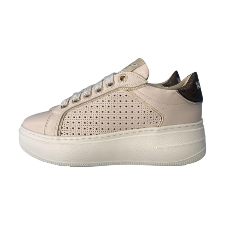 KEYS K-11851 Sneakers Donna Stringate Platfoarm Crema Bronzo