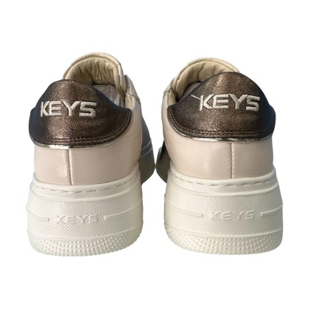 KEYS K-11851 Sneakers Donna Stringate Platfoarm Crema Bronzo
