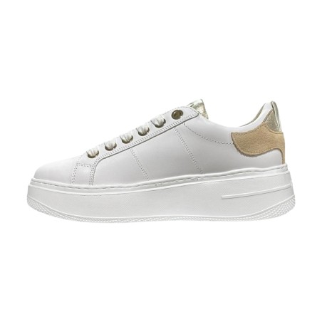 KEYS K-11850 Sneakers Donna Stringate Platfoarm con Zip Laterale Bianco Platino