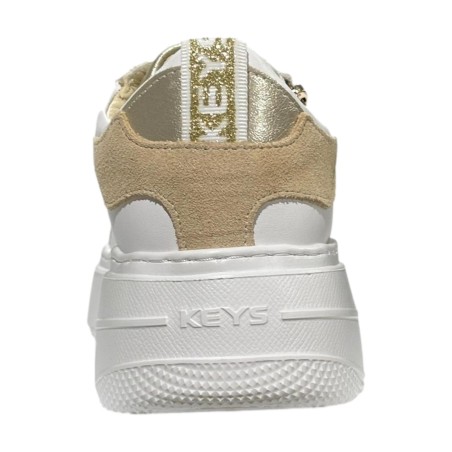 KEYS K-11850 Sneakers Donna Stringate Platfoarm con Zip Laterale Bianco Platino