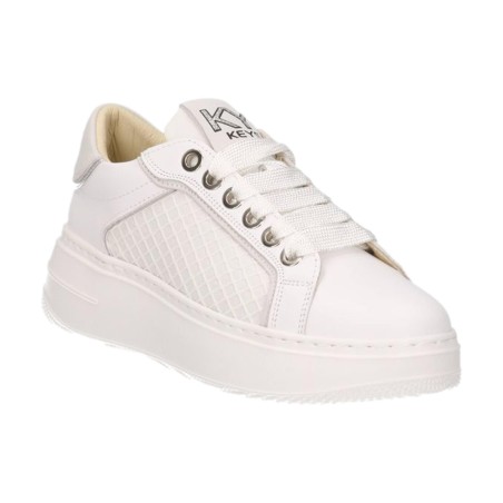 KEYS K-11853 Sneakers Donna Stringate Platfoarm Bianco Argento