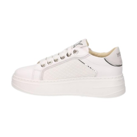 KEYS K-11853 Sneakers Donna Stringate Platfoarm Bianco Argento