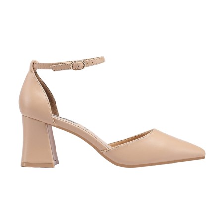 Queen Helena ZM 9640 Scarpe Donna Dècolletè Tacco Medio Con Cinturino Alla Caviglia Nude