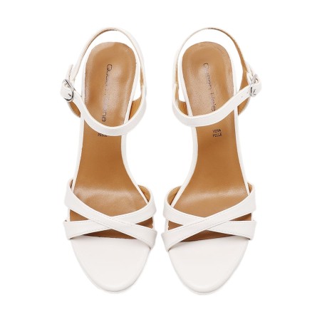 Queen Helena ZM 11020 Scarpe Donna Sandali Tacco Alto Con Cinturino Bianco