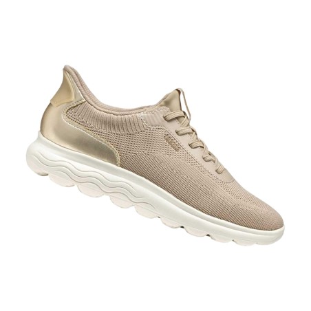 Geox D SPHERICA PLUS A Sneakers Donna con Lacci Elastici Slip-Ins Taupe
