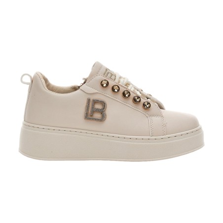 Laura Biagiotti 9618 Sneakers Donna Stringate Platform Con Zip Laterale Ivory