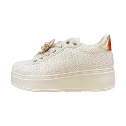 Laura Biagiotti 9622 Sneakers Donna Stringate con Accessorio White/Rafia 2
