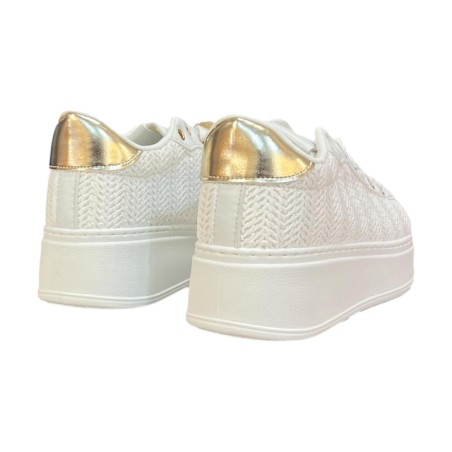 Laura Biagiotti 9622 Sneakers Donna Stringate con Accessorio White/Rafia