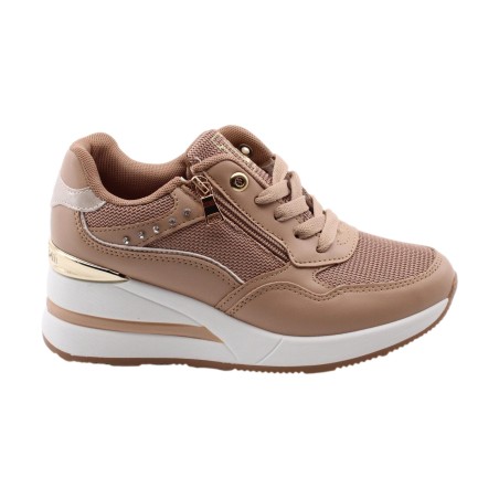 Laura Biagiotti 9656 Sneakers Donna Stringate con Zip Laterale Camel