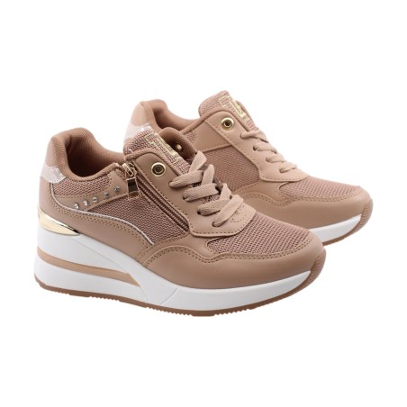 Laura Biagiotti 9656 Sneakers Donna Stringate con Zip Laterale Camel
