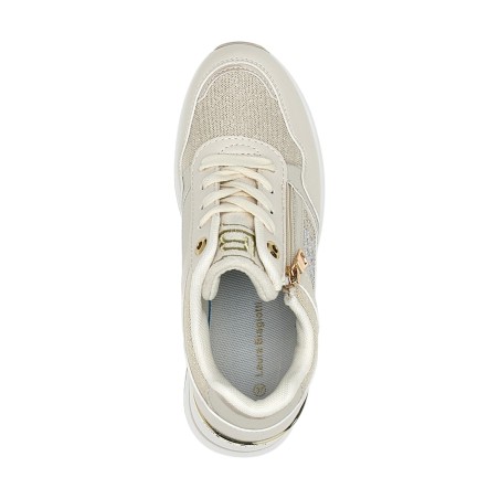 Laura Biagiotti 9655 Sneakers Donna Stringate con Zip Laterale Platform Ivory