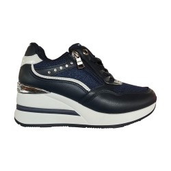 Laura Biagiotti 9656 Sneakers Donna Stringate con Zip Laterale Navy