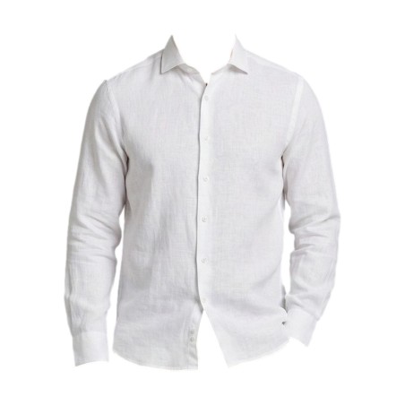 Urban Ring UR1130001 Camicia Uomo Misto Lino Collo Italiano Bianco