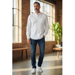 Urban Ring UR1130002 Camicia M/L Misto Lino Collo Coreana Bianco 2