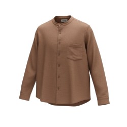 Urban Ring UR1130002 Camicia Uomo Misto Lino Collo Coreana con Tasca Laterale Tabacco