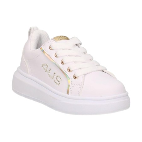 Paciotti 4US UBK25004 Sneakers Bambina Stringate con Zip Laterale Bianco/Oro