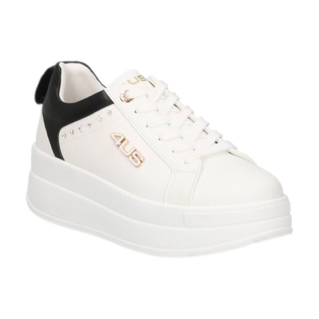 Paciotti 4US 4BX168 Sneakers Donna Platform Stringate con Logo Laterale Bianco/Nero