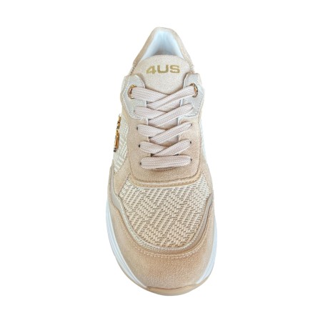 Paciotti 4BX173 Sneakers Donna Stringate con Logo Laterale Beige