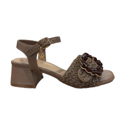 Gold & Gold GK215 Sandalo Donna Tacco Basso con Accessorio Taupe