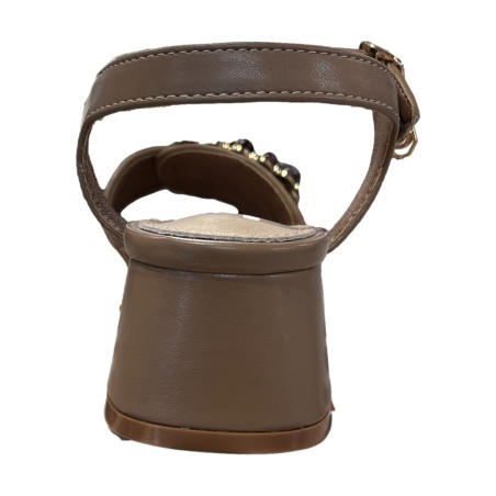 Gold & Gold GK215 Sandalo Donna Tacco Basso con Accessorio Taupe