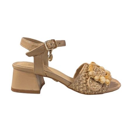 Gold & Gold GK215 Sandalo Donna Tacco Basso con Accessorio Nude