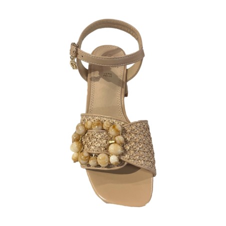 Gold & Gold GK215 Sandalo Donna Tacco Basso con Accessorio Nude