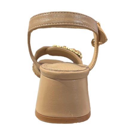 Gold & Gold GK215 Sandalo Donna Tacco Basso con Accessorio Nude