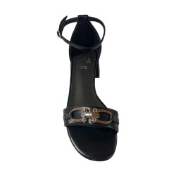 Gold & Gold GV133 Sandalo Donna Tacco Basso con Accessorio Nero 2