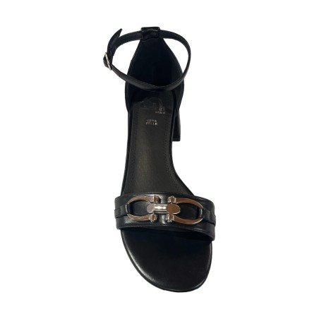 Gold & Gold GV133 Sandalo Donna Tacco Basso con Accessorio Nero