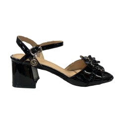 Gold & Gold GP963 Sandalo Donna Tacco Basso con Accessorio Nero