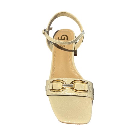 Gold & Gold GV130 Sandalo Donna Tacco Basso con Accessorio Beige