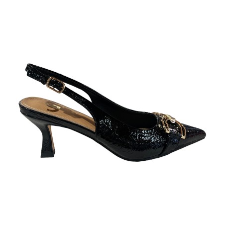 Gold & Gold GV129 Décolleté Slingback Donna Tacco Basso con Accessorio Nero