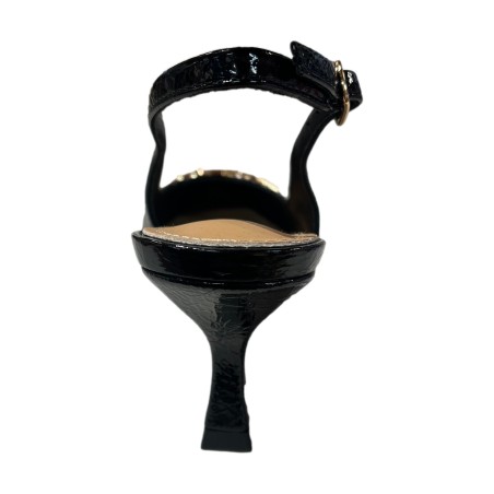 Gold & Gold GV129 Décolleté Slingback Donna Tacco Basso con Accessorio Nero