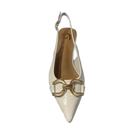 Gold & Gold GV129 Décolleté Slingback Donna Tacco Basso con Accessorio Off White