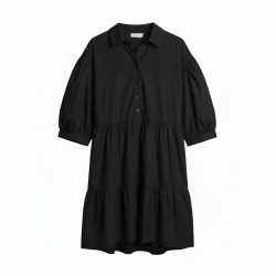 BLASH BS1710201 Abito Donna In Popeline Con Maniche a Palloncino Nero