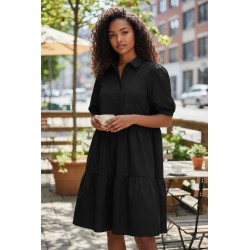 BLASH BS1710201 Abito Donna In Popeline Con Maniche a Palloncino Nero 2