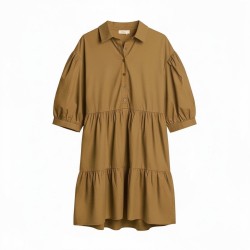 BLASH BS1710201 Abito Donna In Popeline Con Maniche a Palloncino Safari