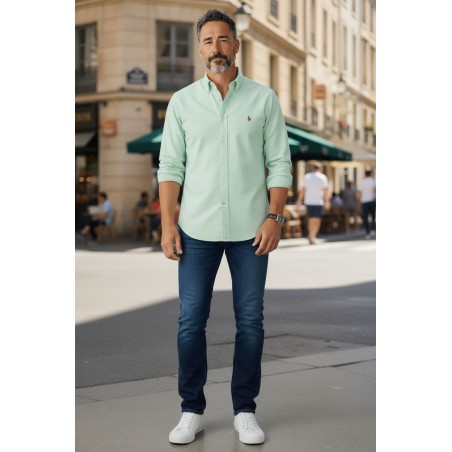 Ralph Lauren Polo OXFORD Camicia Uomo Slim-Fit Verde
