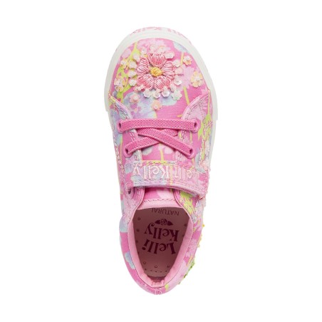 Lelli Kelly 4912 ELOISE Scarpe Bambina Sneaker con Velcro e Lacci Elastici Fantasia Bianco