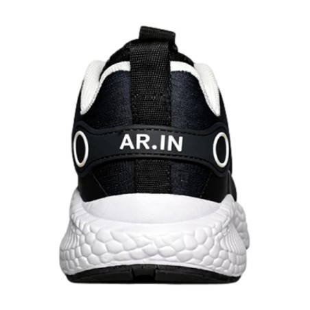 AR.IN 1606  Scarpe Bambino Sneaker Lacci Regolabili Nero Bianco